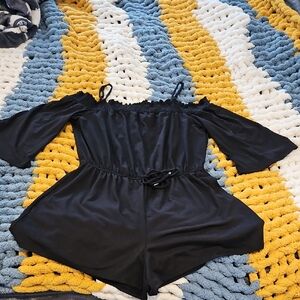 Vanity Black Off-Shoulder Romper